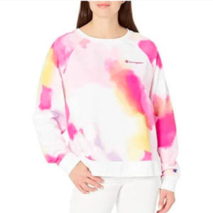 Champion Campus French Terry Sweatshirt Tie-Dyed Pink White